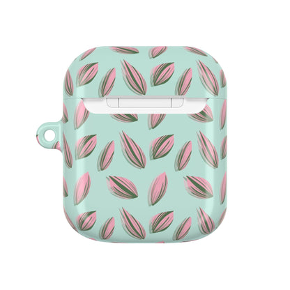 Tradescantia Nanouk Pattern Earbud Case – Slim Protective Cover With Carabiner