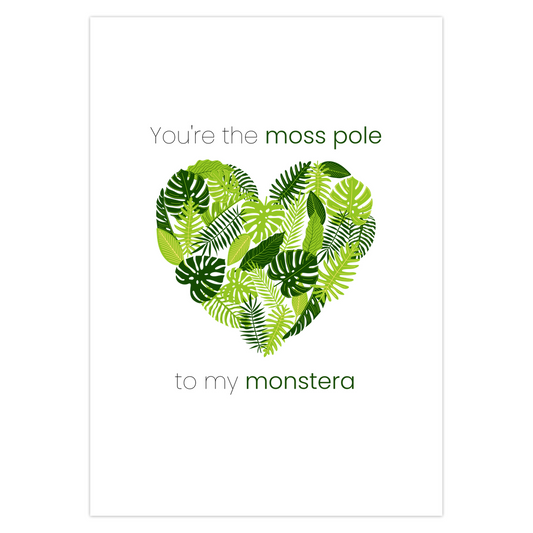 Monstera Leaf Valentine's Day Card – Botanical Design Blank Inside