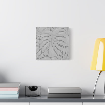 Soft Grey Monstera Canvas Print – Botanical Wall Art