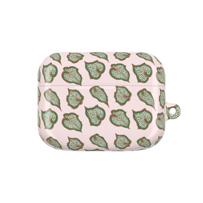 Begonia Pattern Earbud Case – Slim Protective Cover With Carabiner