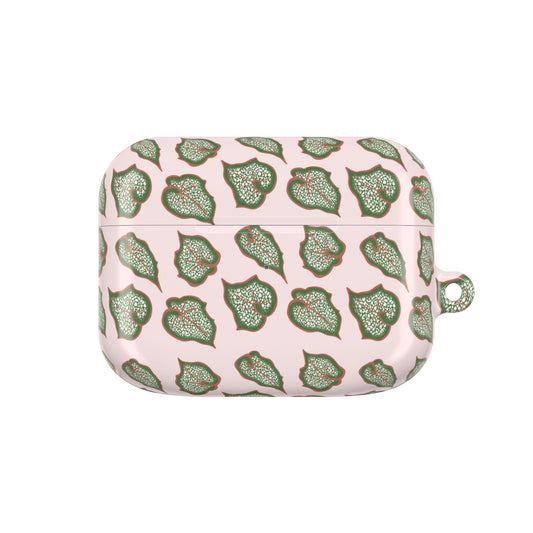 Begonia Pattern Earbud Case – Slim Protective Cover With Carabiner