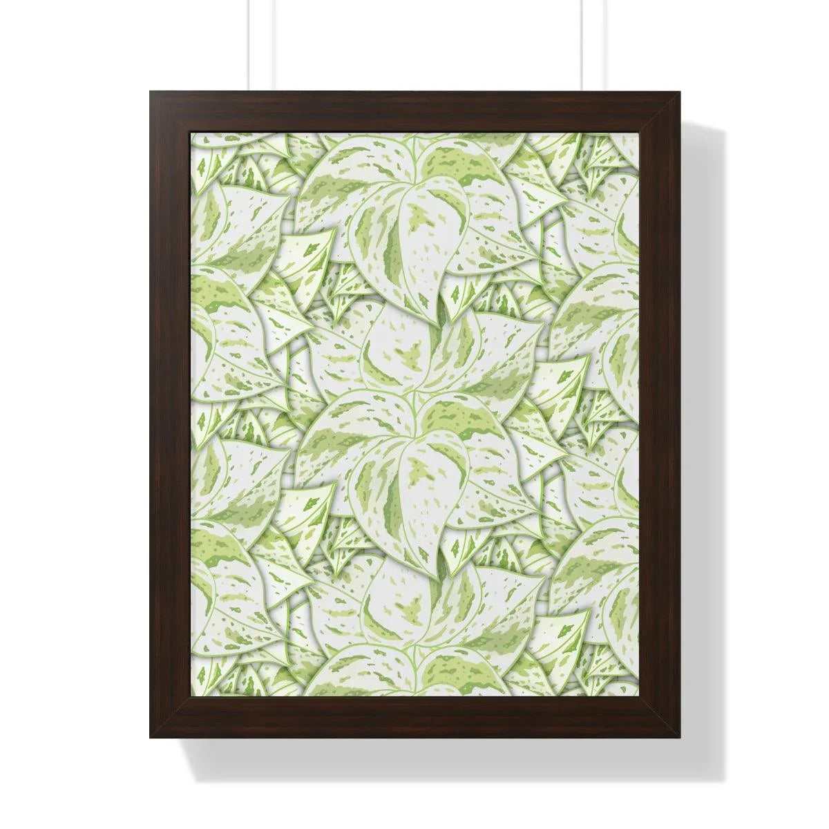 Snow Queen Pothos Pattern Framed Print – Botanical Wall Art