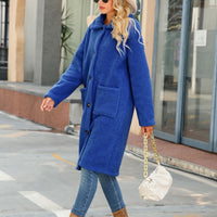 Trendsi Collared Neck Button Down Coat With Pockets