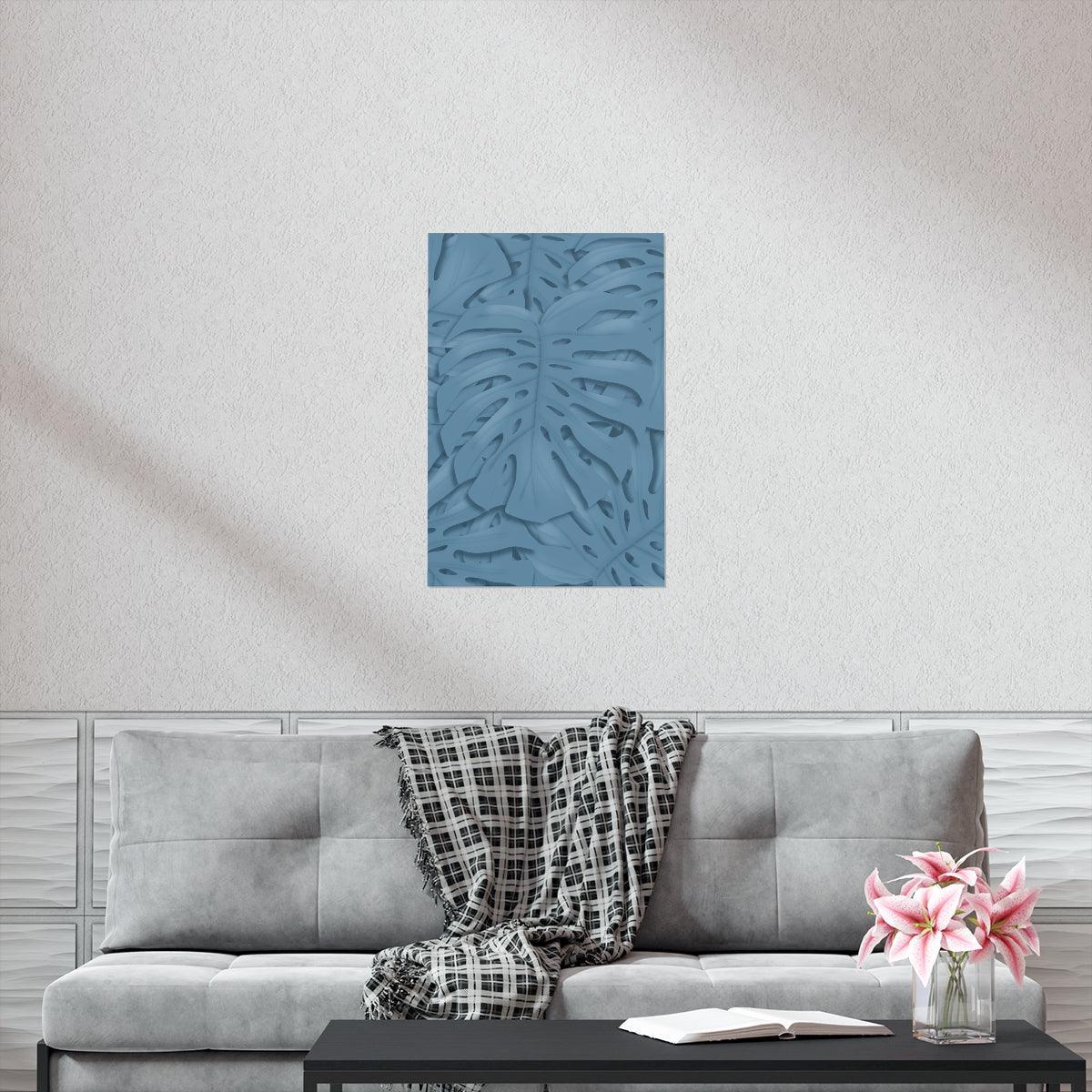 Cerulean Monstera Botanical Print – Unframed Wall Art