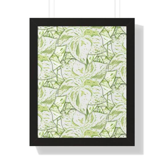 Snow Queen Pothos Pattern Framed Print – Botanical Wall Art