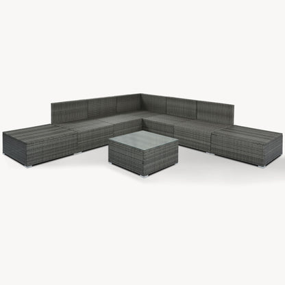 8-Pieces Outdoor Patio Furniture Sets;  Garden Conversation Wicker Sofa Set;  Single Sofa Combinable