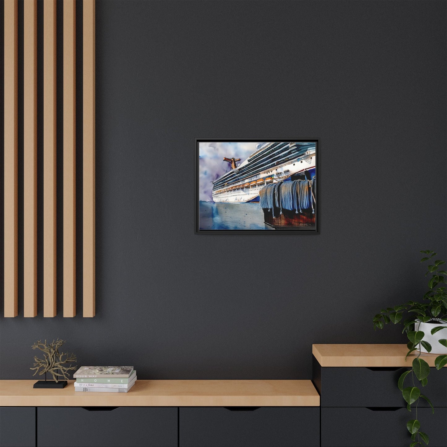 Cruise Ship Matte Canvas Wall Art, Nautical Home Decor, Framed Maritime Print, Unique Gift for Travelers, Ocean Lover's Wall Decor