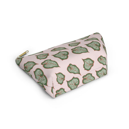 Begonia Pattern Accessory Pouch – Zippered Catch-All With T-Bottom