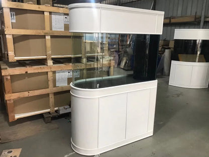 120 Gallon U-Shape Bullnose Peninsula Divider Glass Aquarium Reef-Ready in Rose Cherry Real Wood Furniture