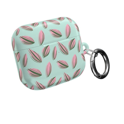 Tradescantia Nanouk Pattern Earbud Case – Slim Protective Cover With Carabiner
