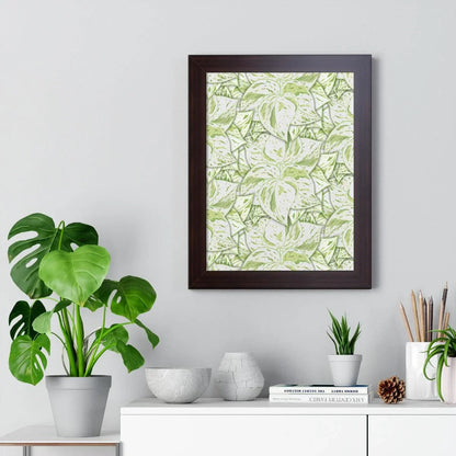 Snow Queen Pothos Pattern Framed Print – Botanical Wall Art
