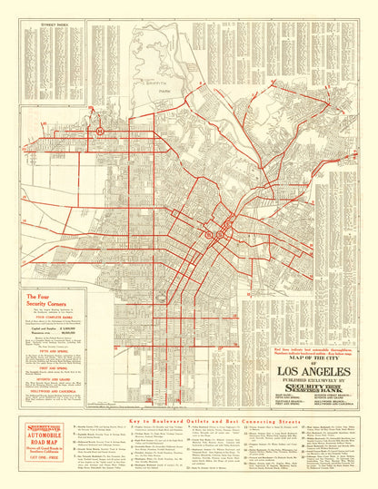 Vintage Map of Los Angeles, California 1914