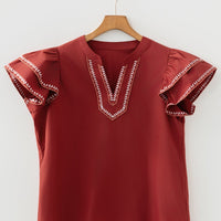 Andie Trim Flutter Sleeve Blouse