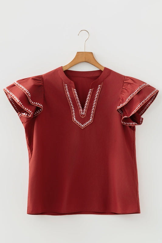 Andie Trim Flutter Sleeve Blouse