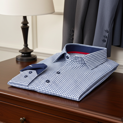 Michael Button-Up Shirt With Contrast Details // Navy Check // Contemporary Fit (Regular)