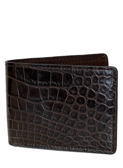 Brown Genuine Alligator Bi-Fold Wallet | USA Made - BP8476