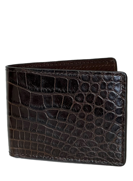 Brown Genuine Alligator Bi-Fold Wallet | USA Made - BP8476