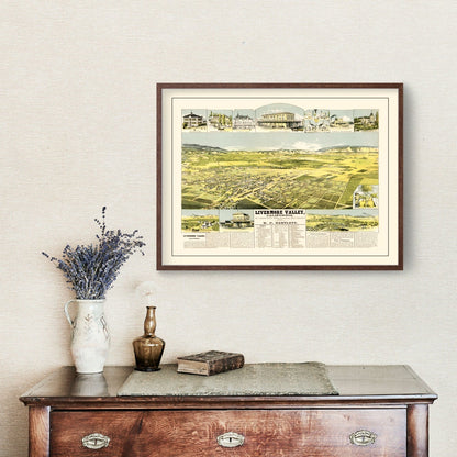 Vintage Map of Livermore Valley, California 1889