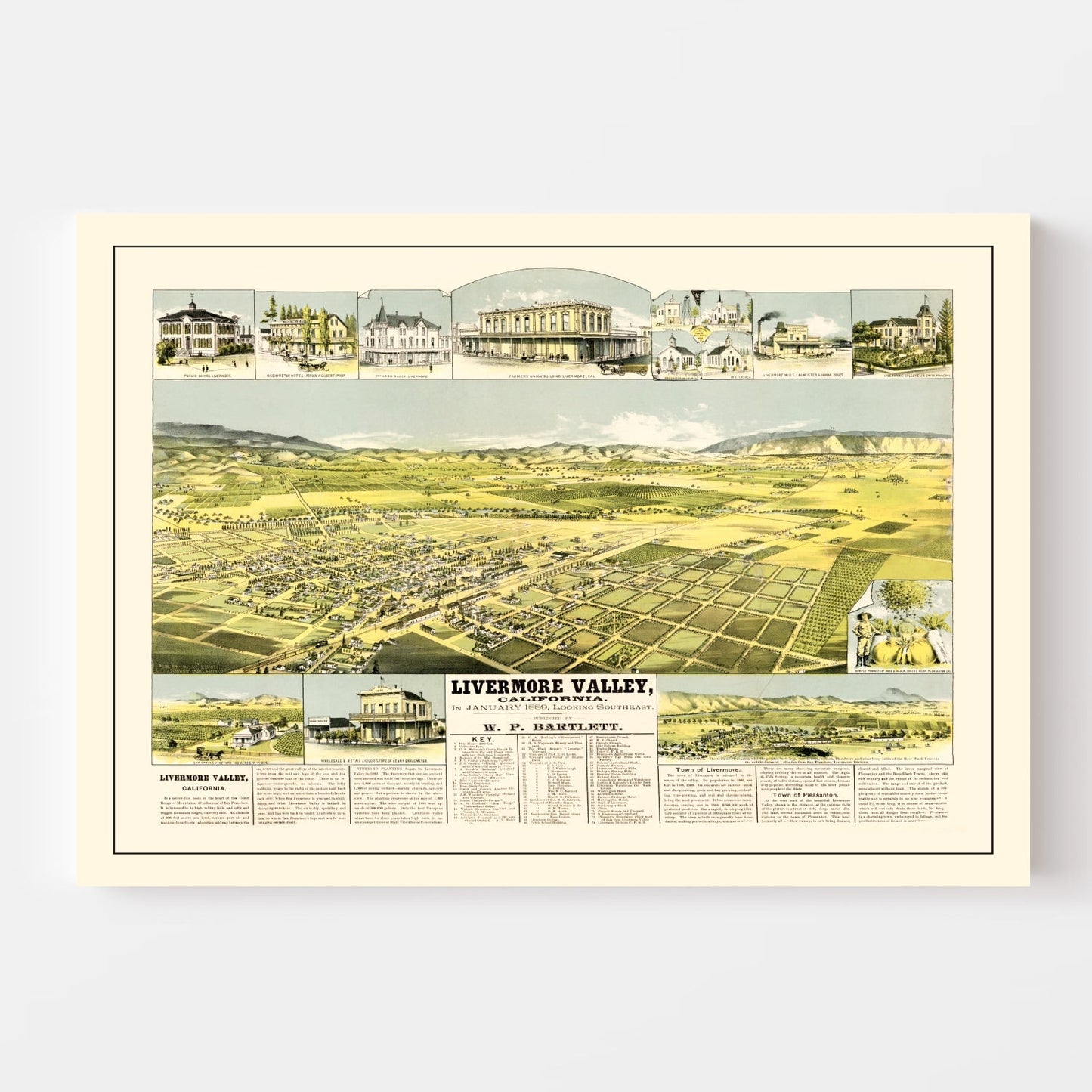 Vintage Map of Livermore Valley, California 1889