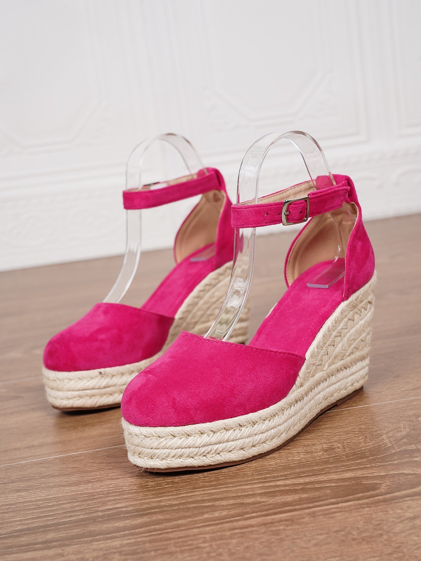 Platform Espadrille Sandals With Ankle Strap – Women's Chunky Heel Buckle Sandals