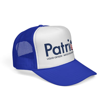 Patriox Trucker Hat — Patriotic Logo Mesh Cap ("Liquid Oxygen — Water for Health Freedom")