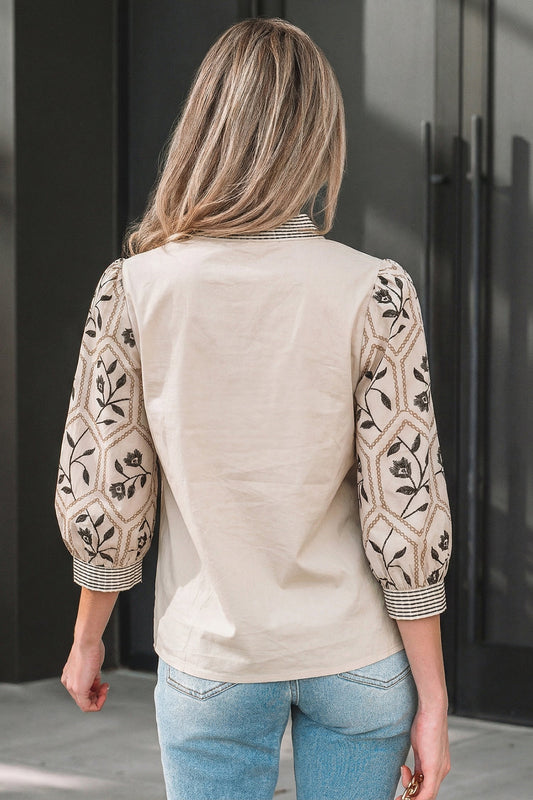 Micah Sleeve Contrast Patchwork Blouse