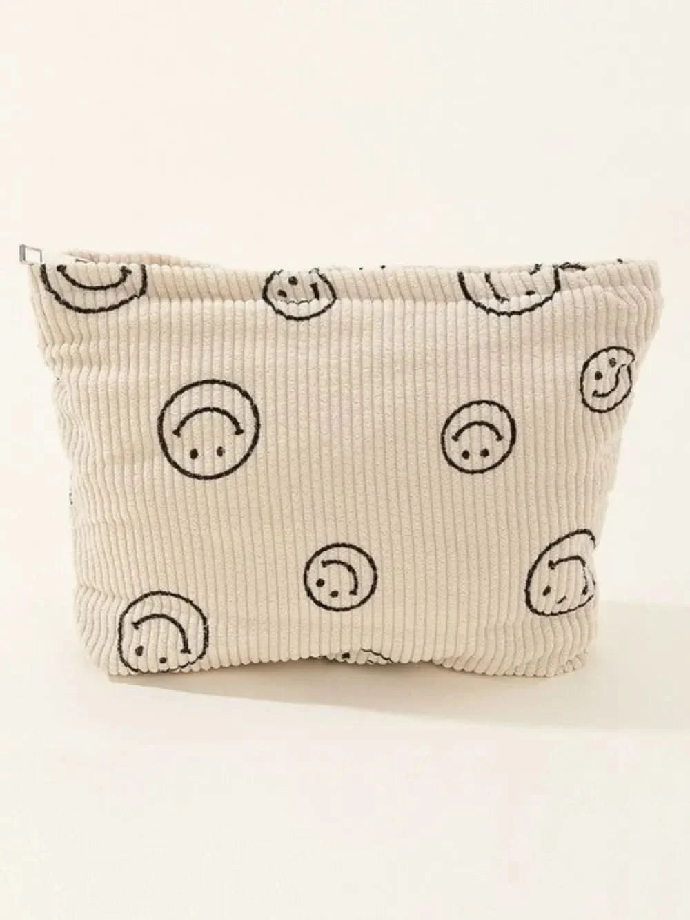 Zenana Corduroy Smile Clutch Bag With Pinstripe Print
