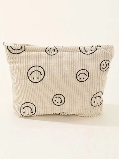 Zenana Corduroy Smile Clutch Bag With Pinstripe Print