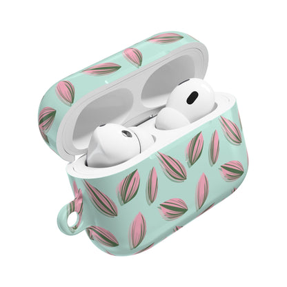 Tradescantia Nanouk Pattern Earbud Case – Slim Protective Cover With Carabiner