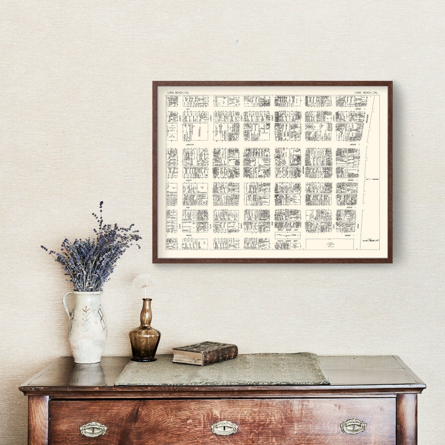 Vintage Map of Long Beach, CA Business Section 1929