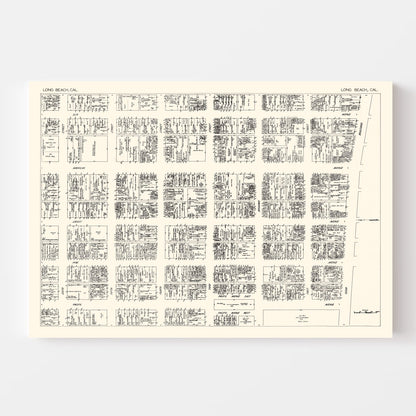 Vintage Map of Long Beach, CA Business Section 1929