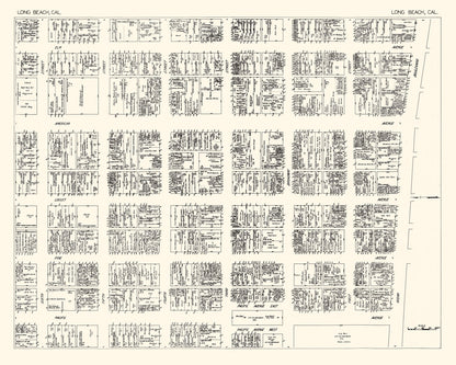 Vintage Map of Long Beach, CA Business Section 1929