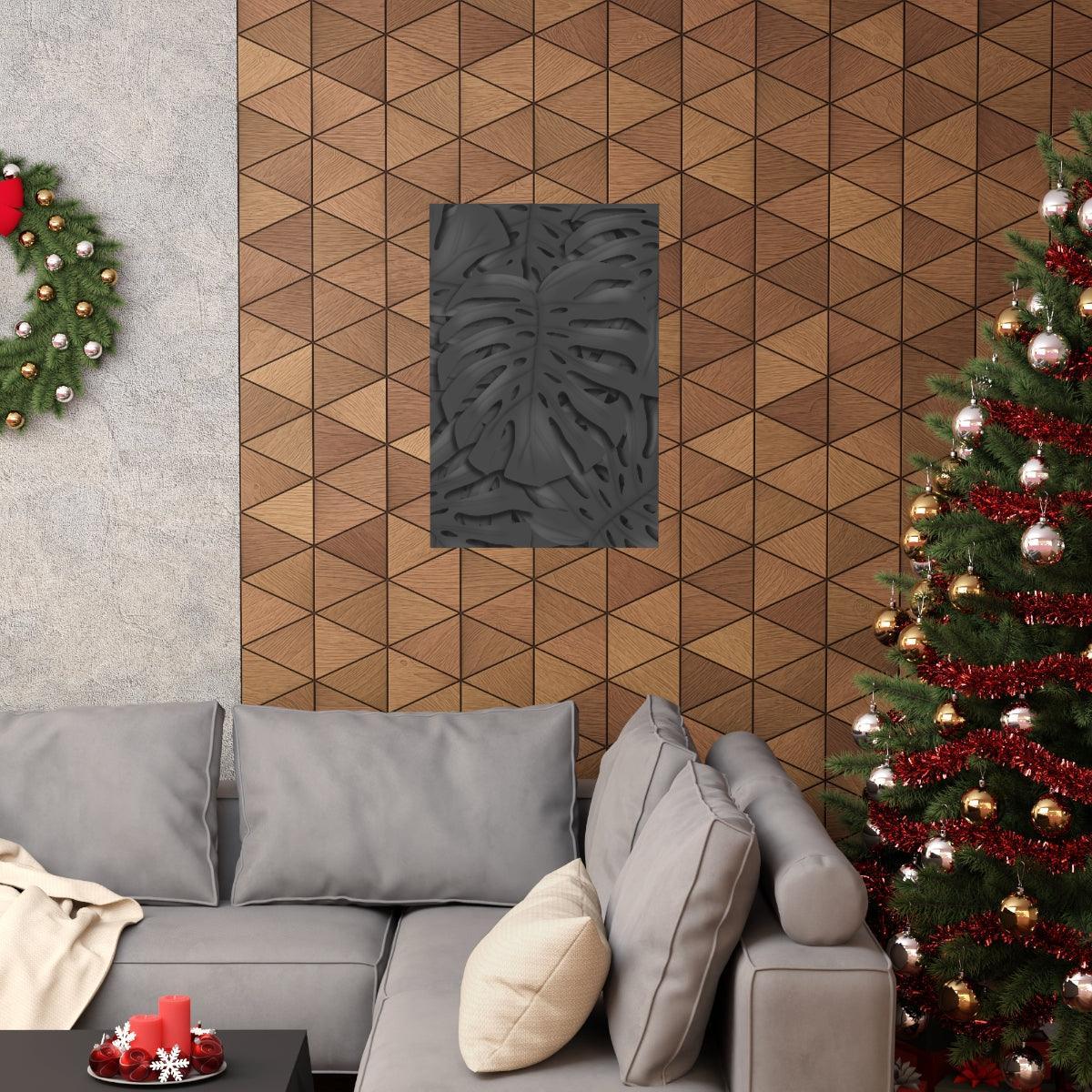 Charcoal Monstera Botanical Print – Unframed Wall Art