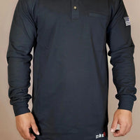 FR 3-Button Henley Shirt - Black