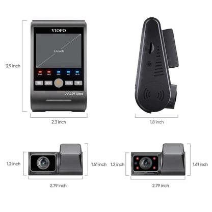 VIOFO A229 Ultra 4K+4K+1080p 3-Channel 30FPS UHD Dash Cam
