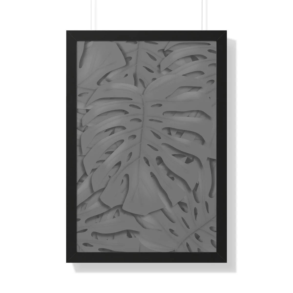 Grey Monstera Framed Print – Botanical Wall Art