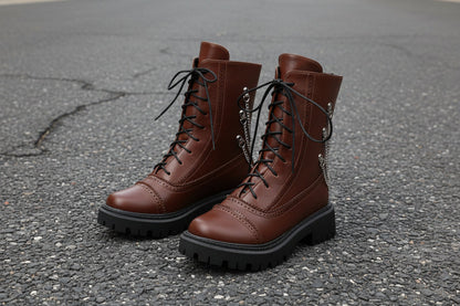 Women’s Chunky Heel Mid-Calf Dr. Style Boots – Large Size Fall & Winter Boot