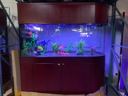 120 Gallon U-Shape Bullnose Peninsula Divider Glass Aquarium Reef-Ready in Rose Cherry Real Wood Furniture