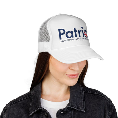 Patriox Trucker Hat — Patriotic Logo Mesh Cap ("Liquid Oxygen — Water for Health Freedom")