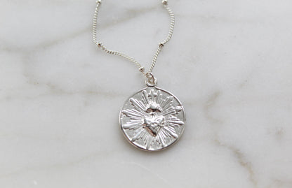 Sacred Heart Coin minimalist version|925 Sterling Silver