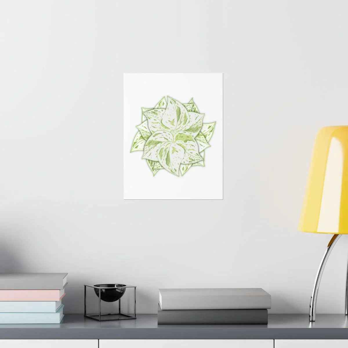 Snow Queen Pothos Botanical Print – Unframed Wall Art