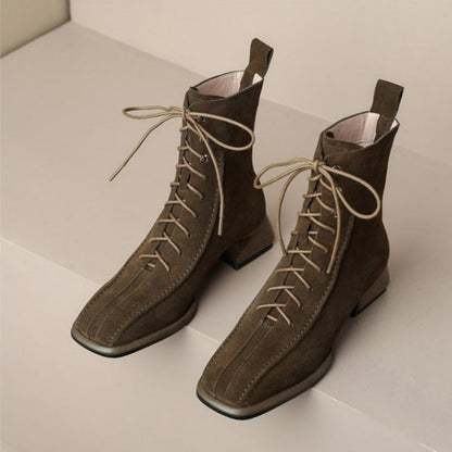 Women’s Square Toe Martin Boots – All-Match Casual Ankle Boots