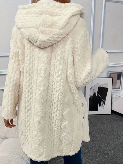 Luxurious Warm Thick Faux Fur Teddy Coat With Button Front For Women