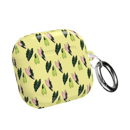 Alocasia Pattern Earbud Case – Slim Protective Cover With Carabiner