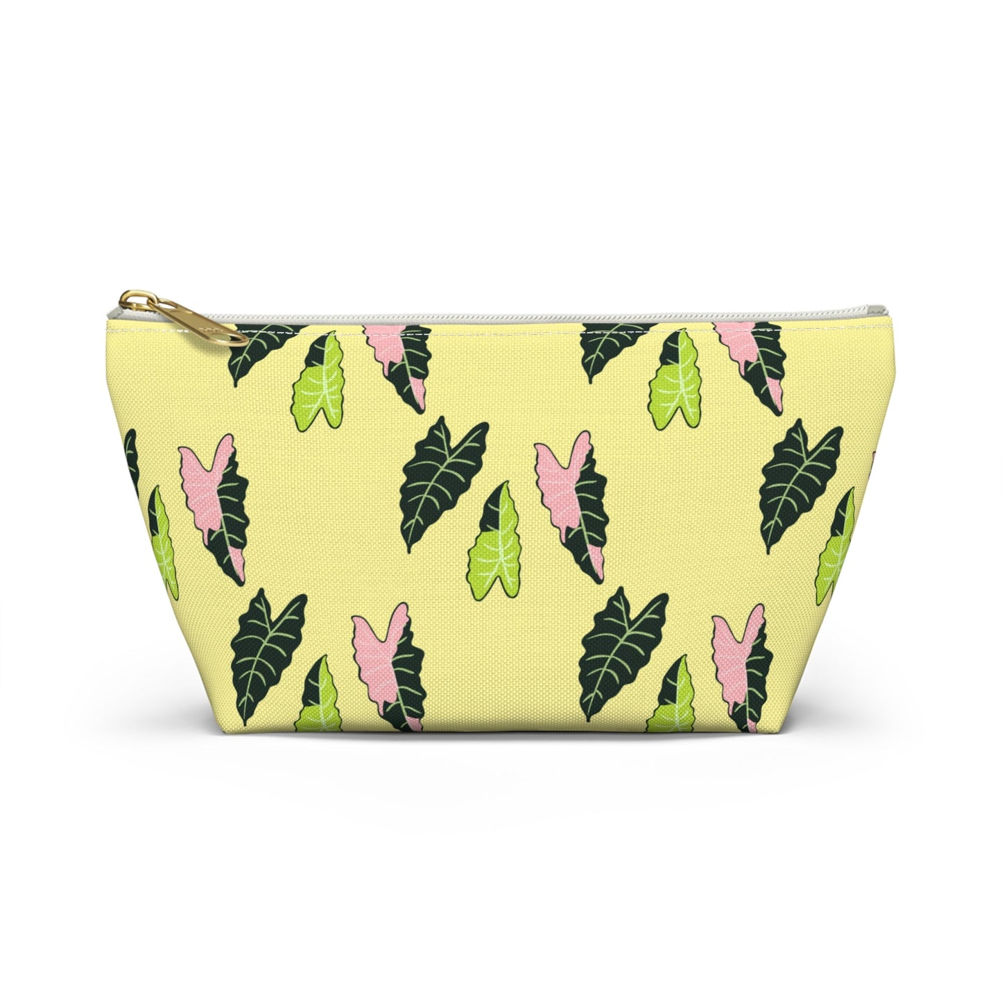 Alocasia Pattern Accessory Pouch – Zippered Catch-All With T-Bottom