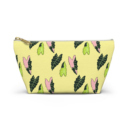 Alocasia Pattern Accessory Pouch – Zippered Catch-All With T-Bottom