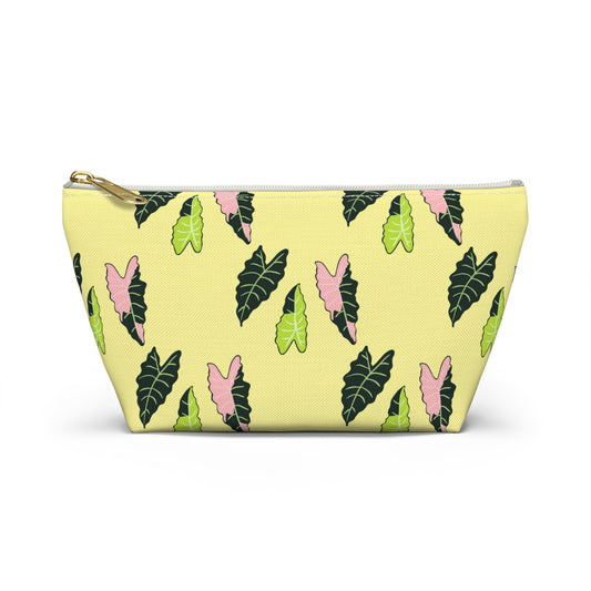 Alocasia Pattern Accessory Pouch – Zippered Catch-All With T-Bottom