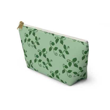 Pothos Pattern Accessory Pouch – Zippered Catch-All With T-Bottom