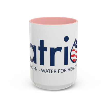 Patriox Accent Coffee Mug — American Flag Drop Logo, 'Water for Health Freedom'