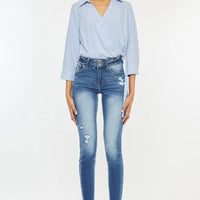 Kancan Distressed Raw Hem High Waist Jeans